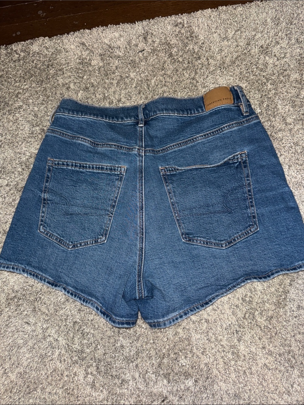 American Eagle Outfitters Dark Blue High-Rise Denim Shorts
